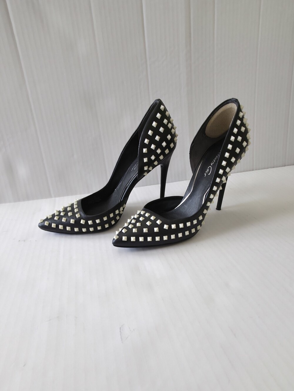 Black Studded Pointed-Toe Stiletto Pumps